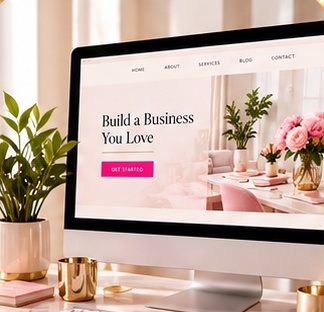 Desktop monitor showing a Build a Business You Love website